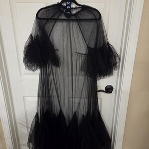 Sheer Tulle Ruffled Maxi Dress
